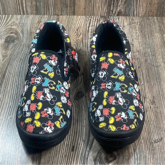 Disney Mickey and Minnie Mouse Women's Size 7 Black Canvas Slip On Sneakers - Picture 5 of 13